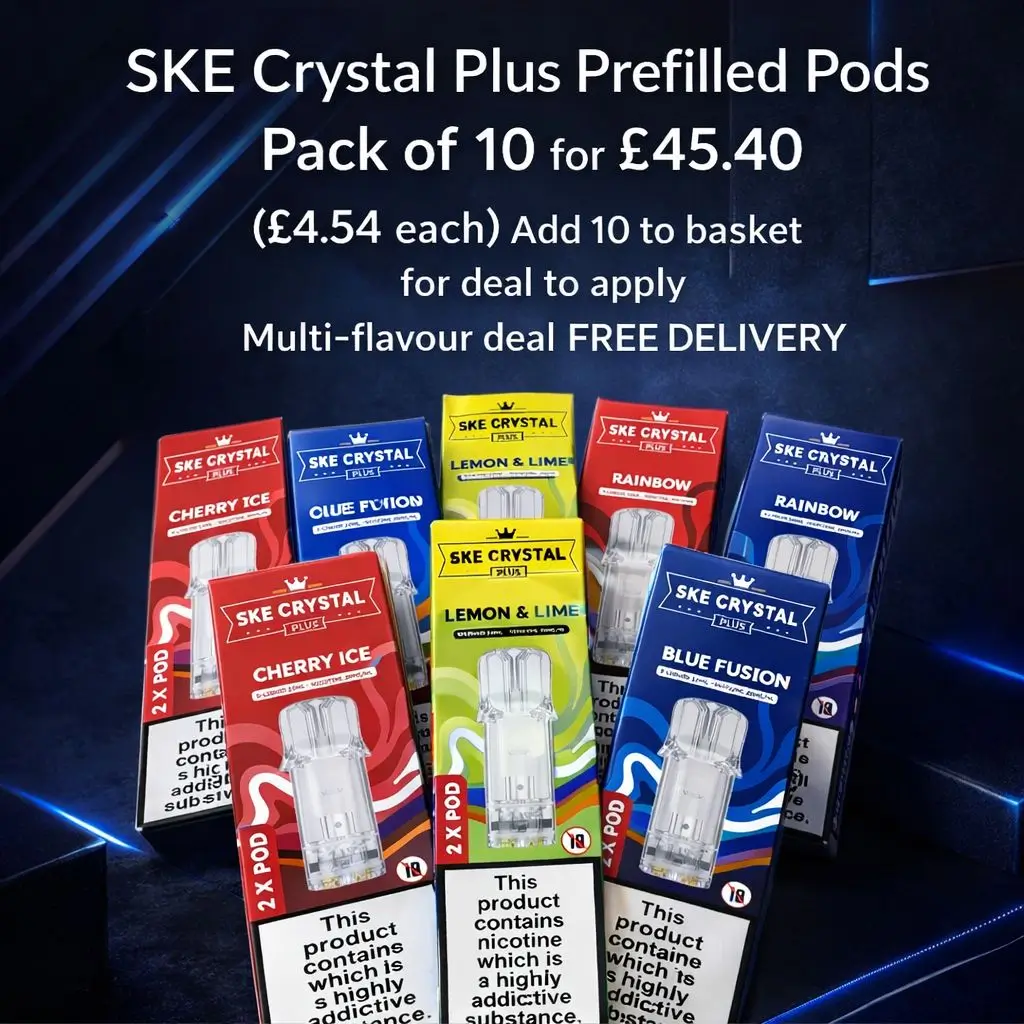 SKE Crystal Plus Prefilled Pods – Pack of 10 | Free UK Delivery