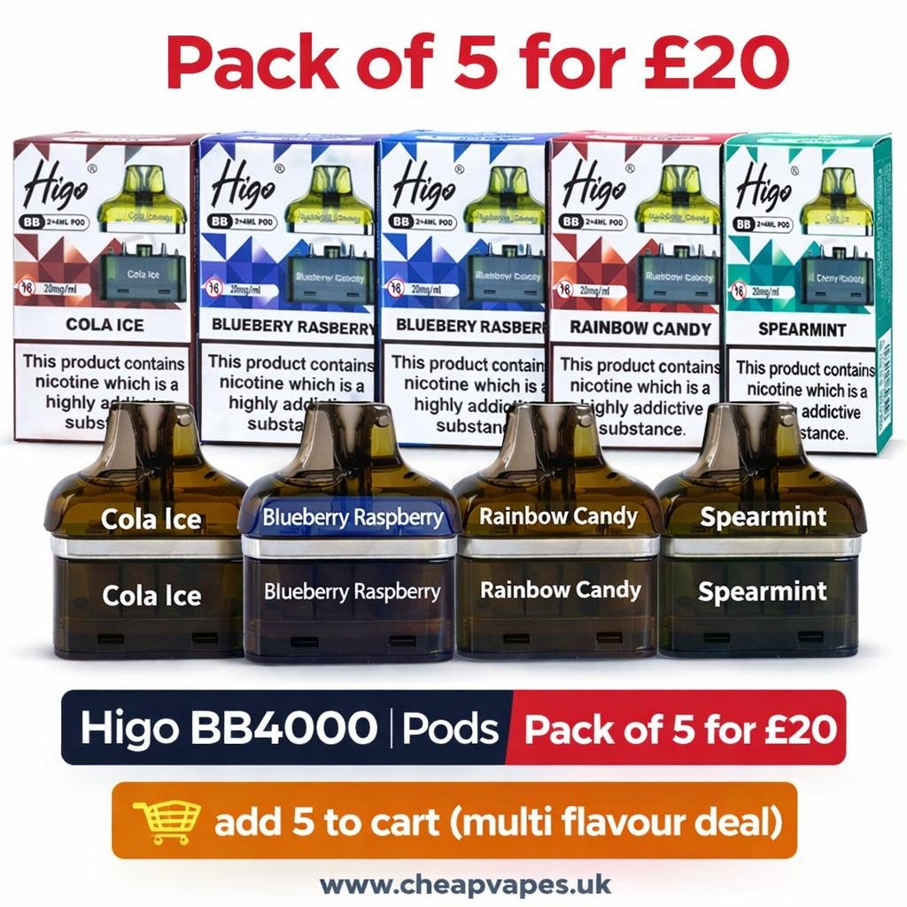 Higo BB4000 Prefilled Pods – Pack of 5