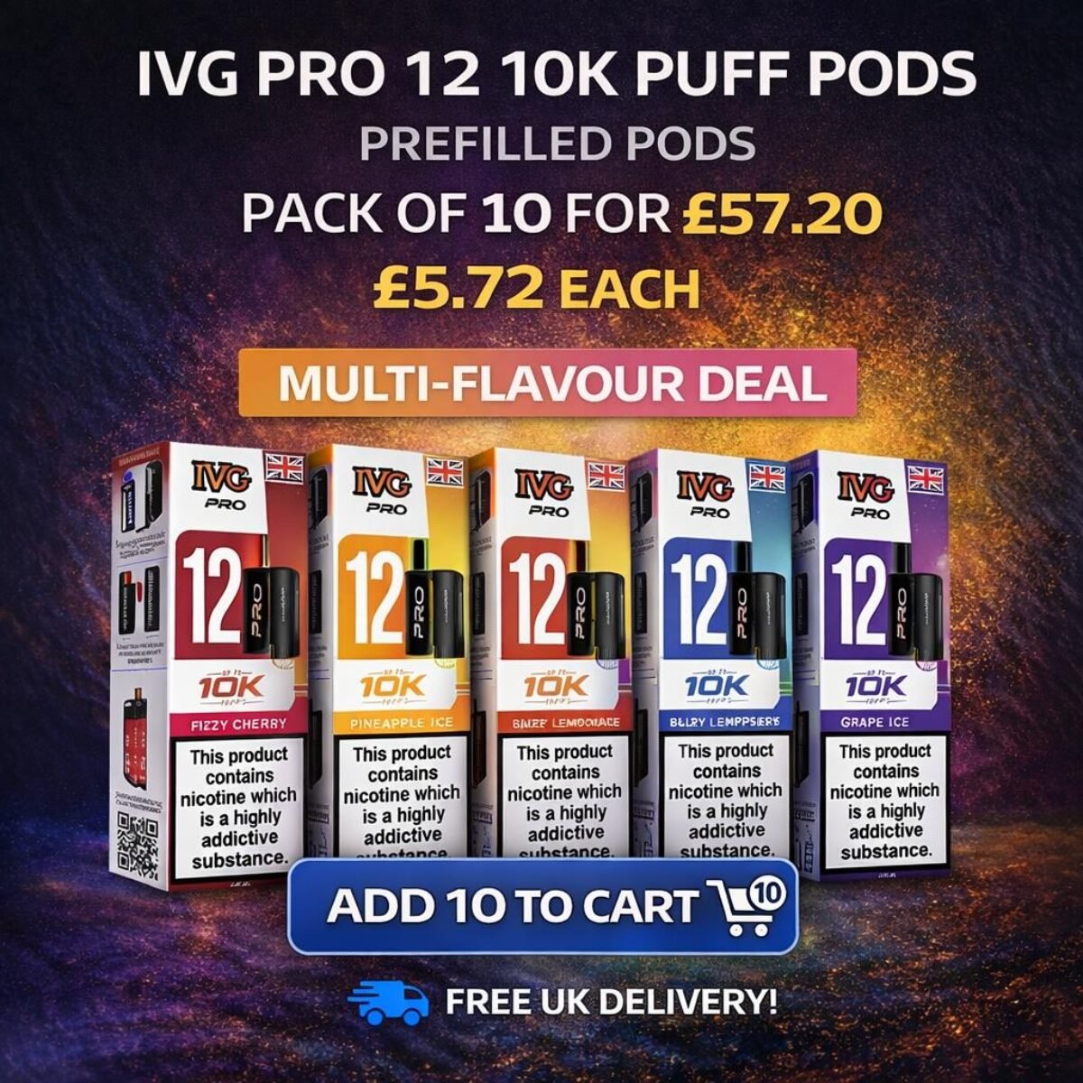 best ivg flavours IVG pro 12 10K puff pods pack of 10