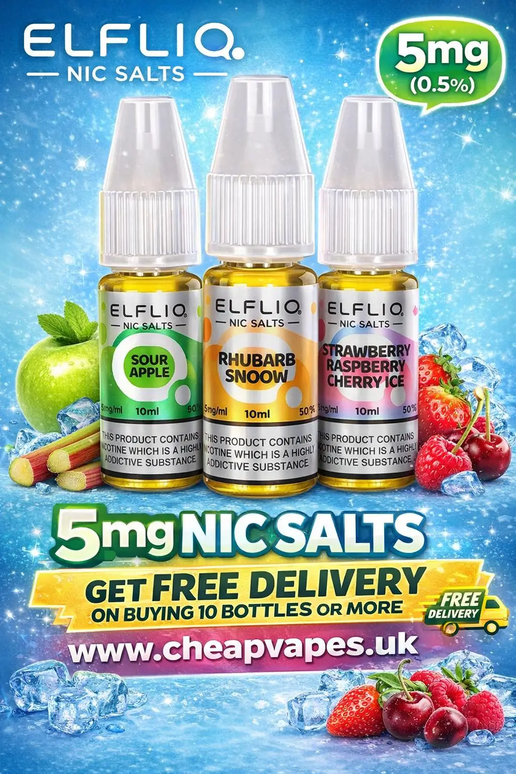 Elfliq 5mg Nic Salts E-Liquid 10ml – Premium Flavours | Cheap Vapes UK